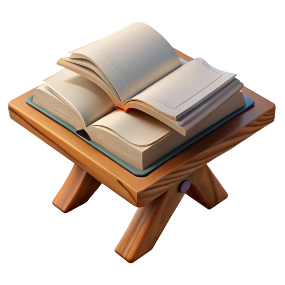 vibrant contemporary Open Book on Wooden Table Isolated high quality png
