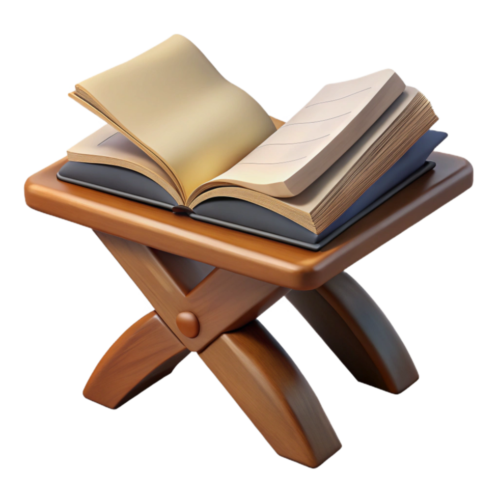 elegant artistic Open Book on Wooden Table Isolated high quality png