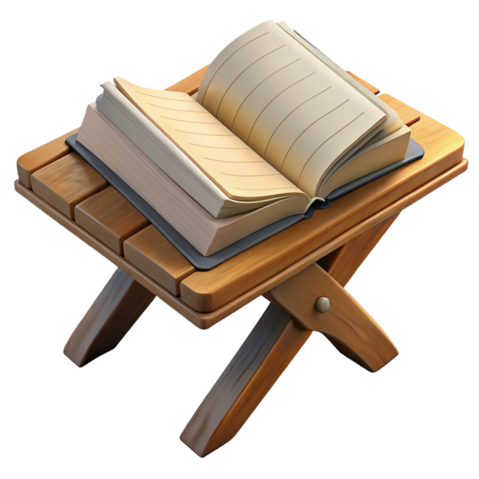wonderful vintage Open Book on Wooden Table Isolated exclusive png