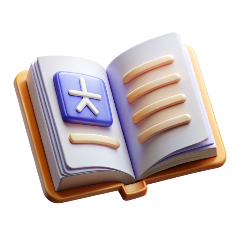 vibrant contemporary Open Book with Foreign Script Transparent Background high quality png