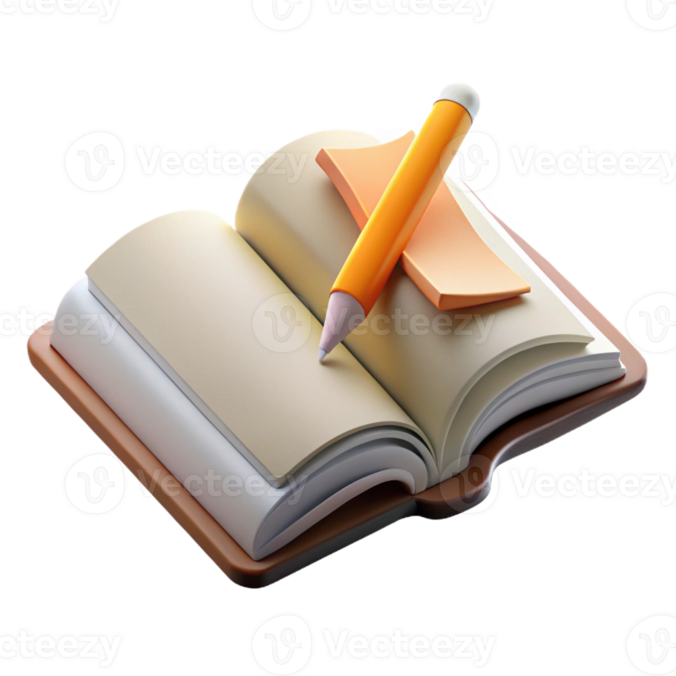 impressive contemporary Open Book with Pencil Underlining Text Transparent Background exclusive png