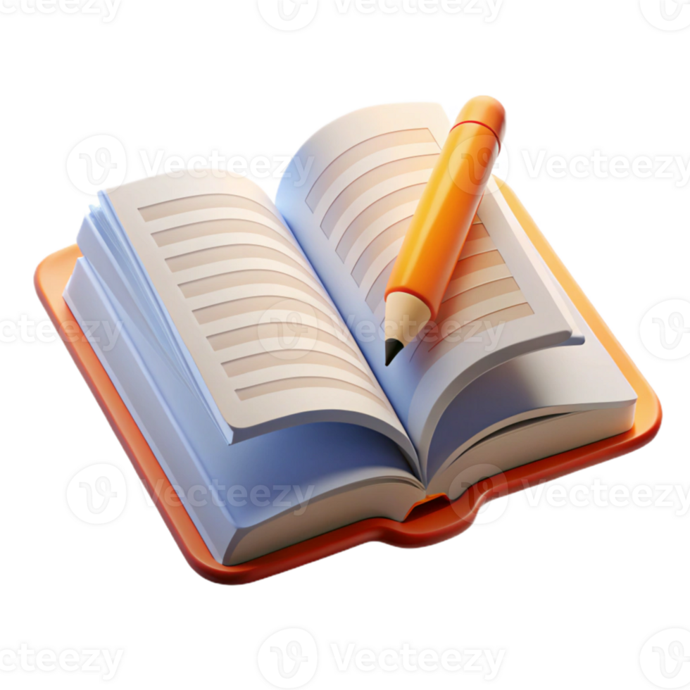 serene abstract Open Book with Pencil Underlining Text Transparent Background professional png