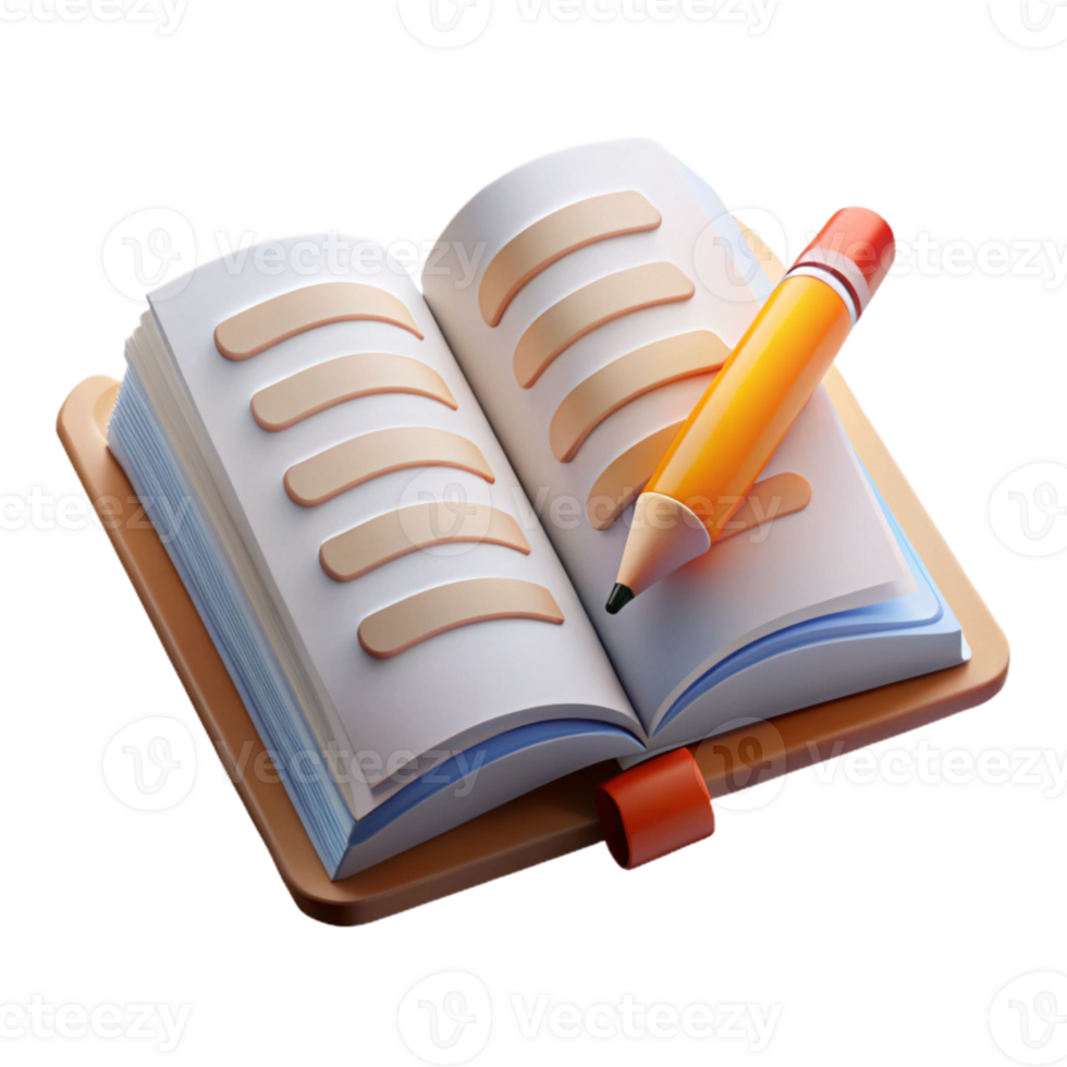 stunning contemporary Open Book with Pencil Underlining Text Transparent Background original png