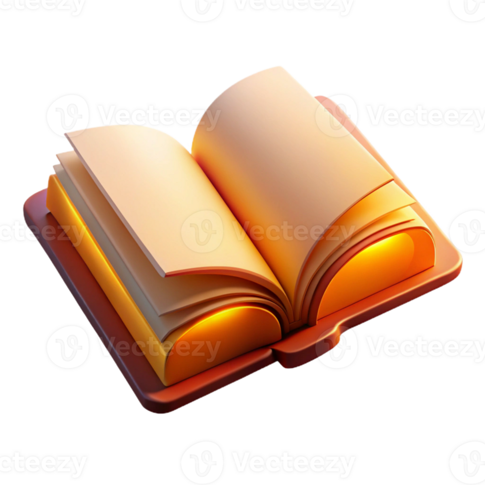stunning classic Open Book with Warm Lighting Transparent Background detailed png