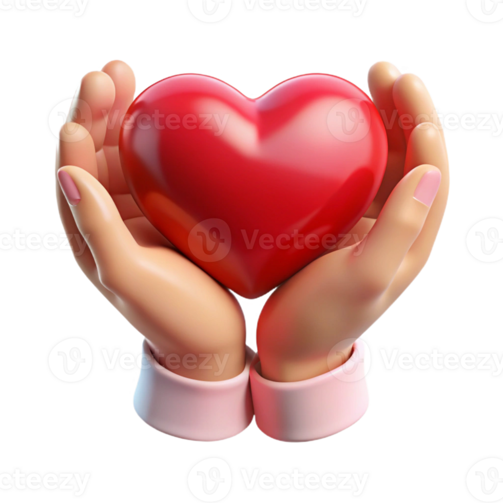 elegant contemporary Open Hands Holding Heart Transparent Background with Red Color authentic png
