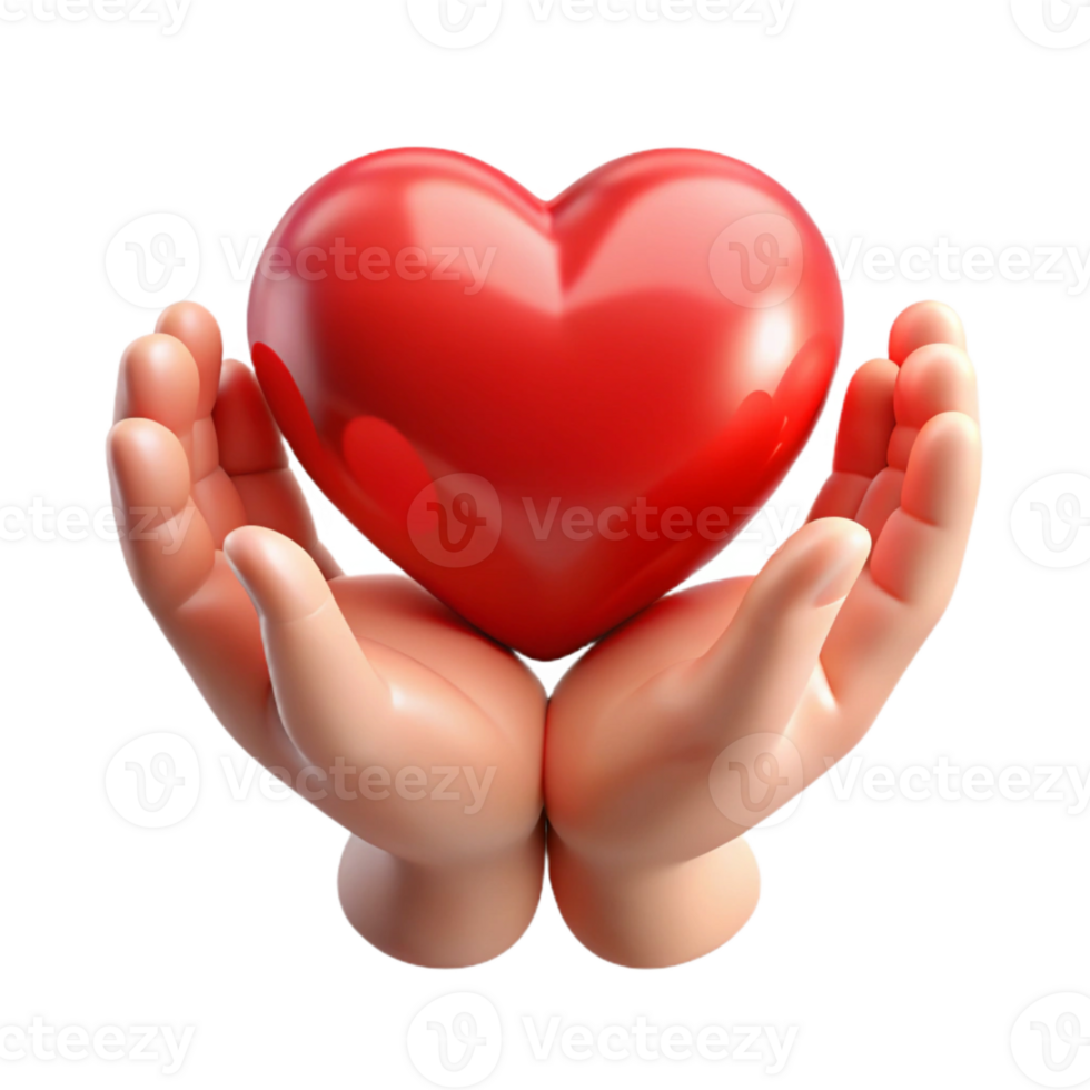 magnificent artistic Open Hands Holding Heart Transparent Background with Red Color premium png