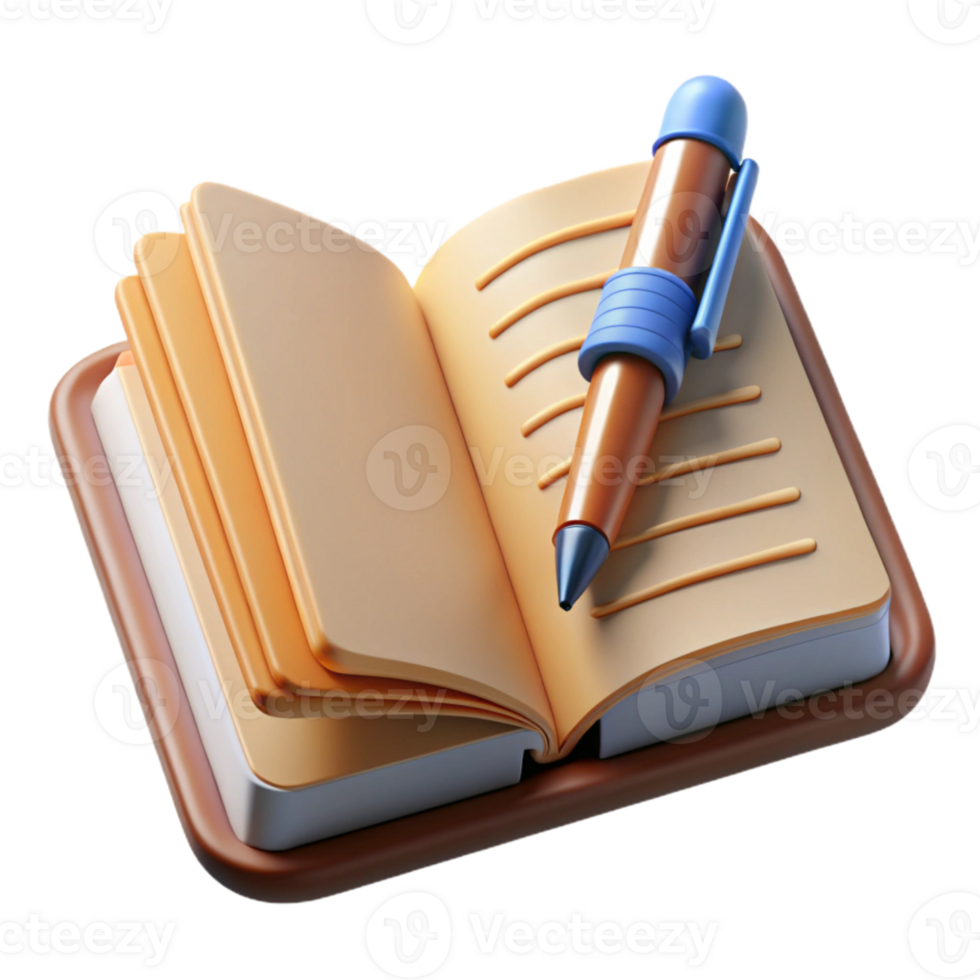 beautiful rustic Open Journal and Pen Cutout Element png