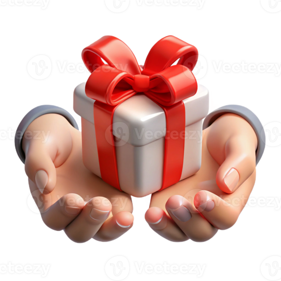 stunning contemporary Open Hands Receiving Gift Transparent Background with Red Ribbon premium png