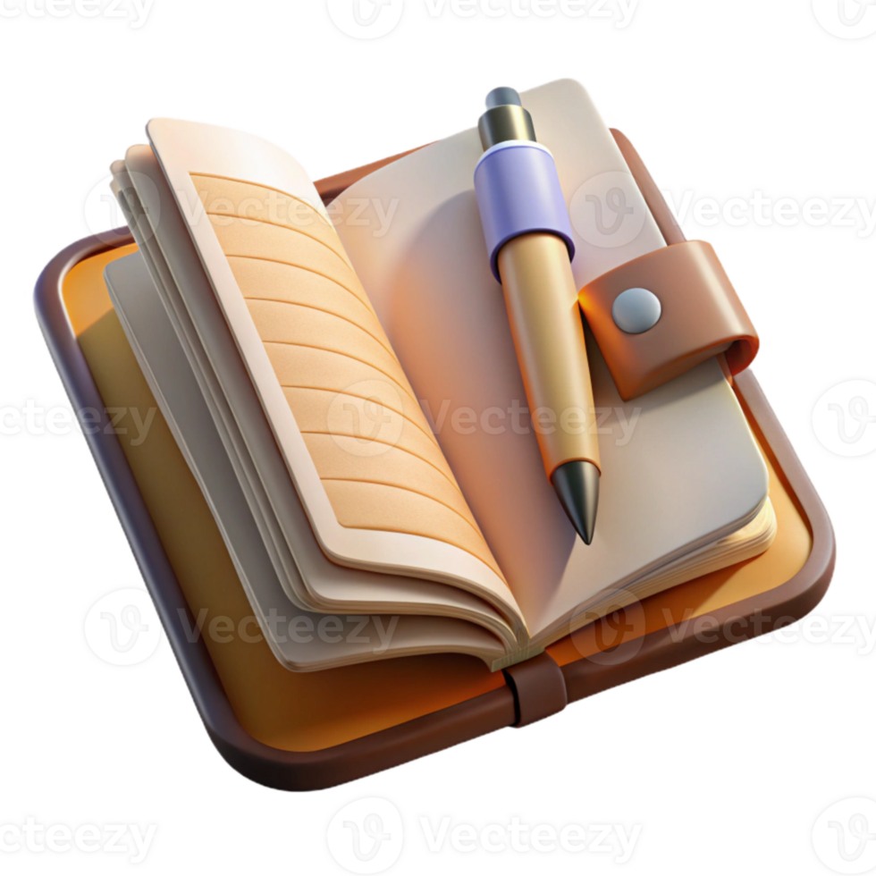 vibrant contemporary Open Journal and Pen Cutout Element high resolution png