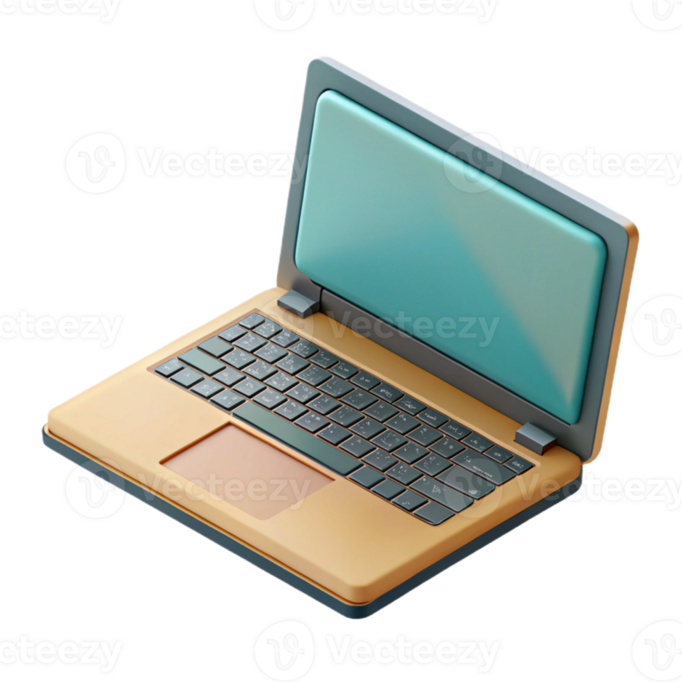 serene contemporary Open Laptop with Blank Screen Top View Isolated Element high resolution png