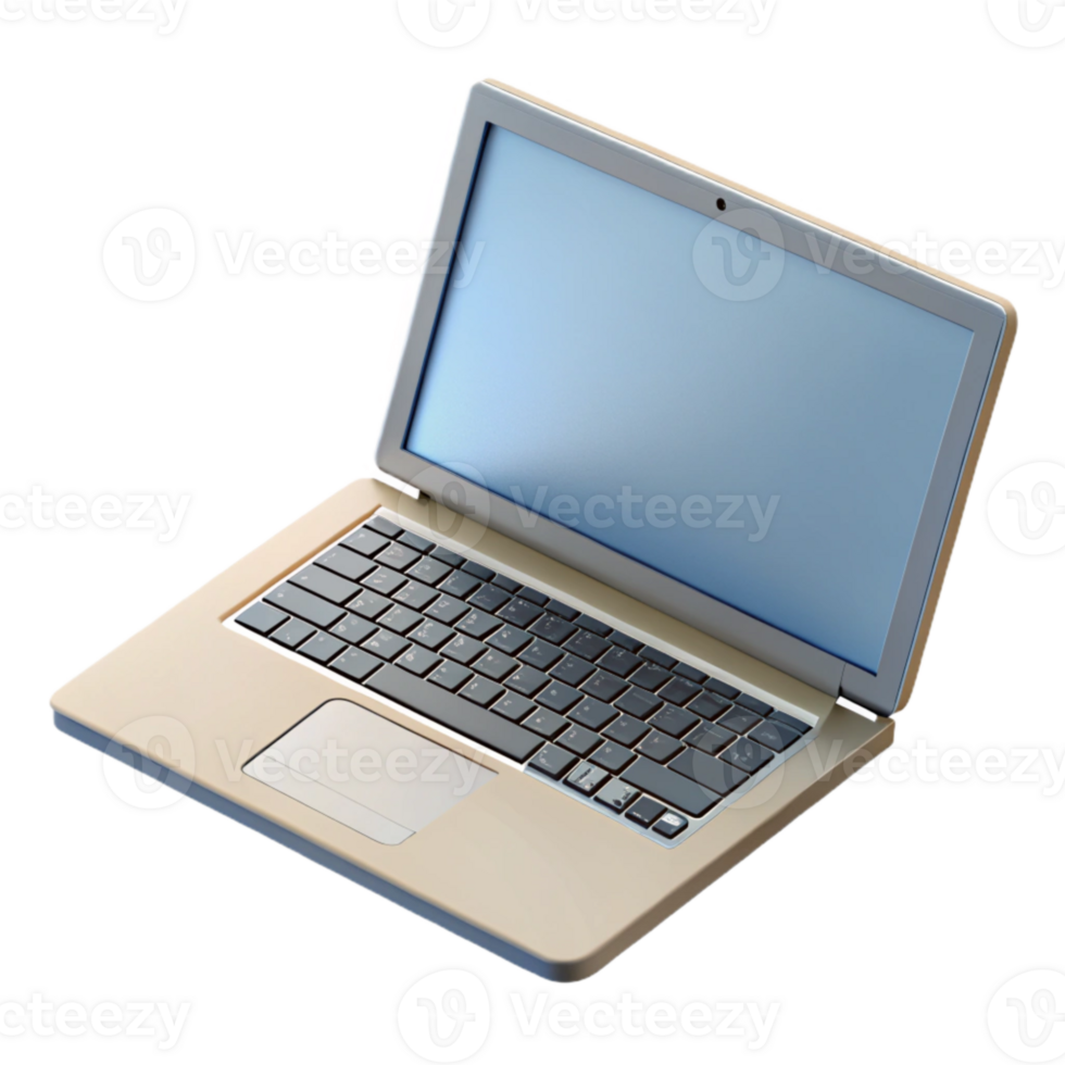 elegant contemporary Open Laptop with Blank Screen Top View Isolated Element high quality png