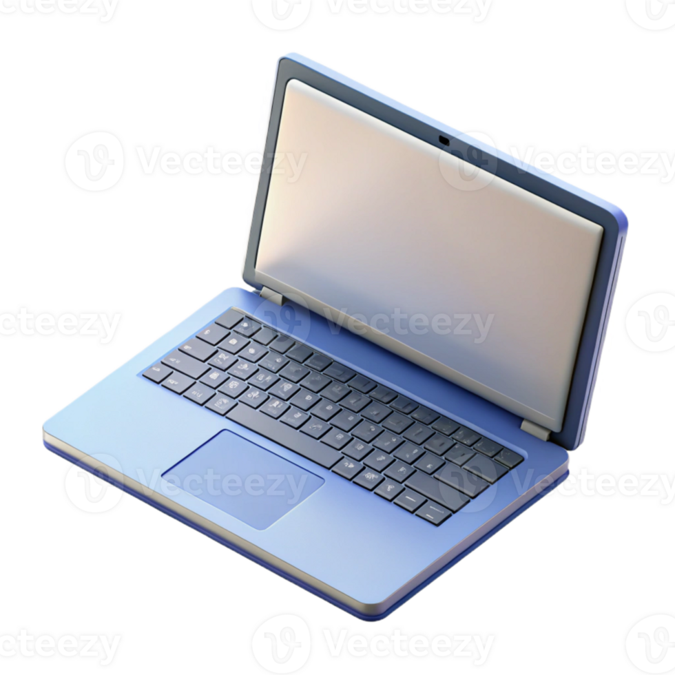 impressive creative Open Laptop with Blank Screen Top View Isolated Element original png