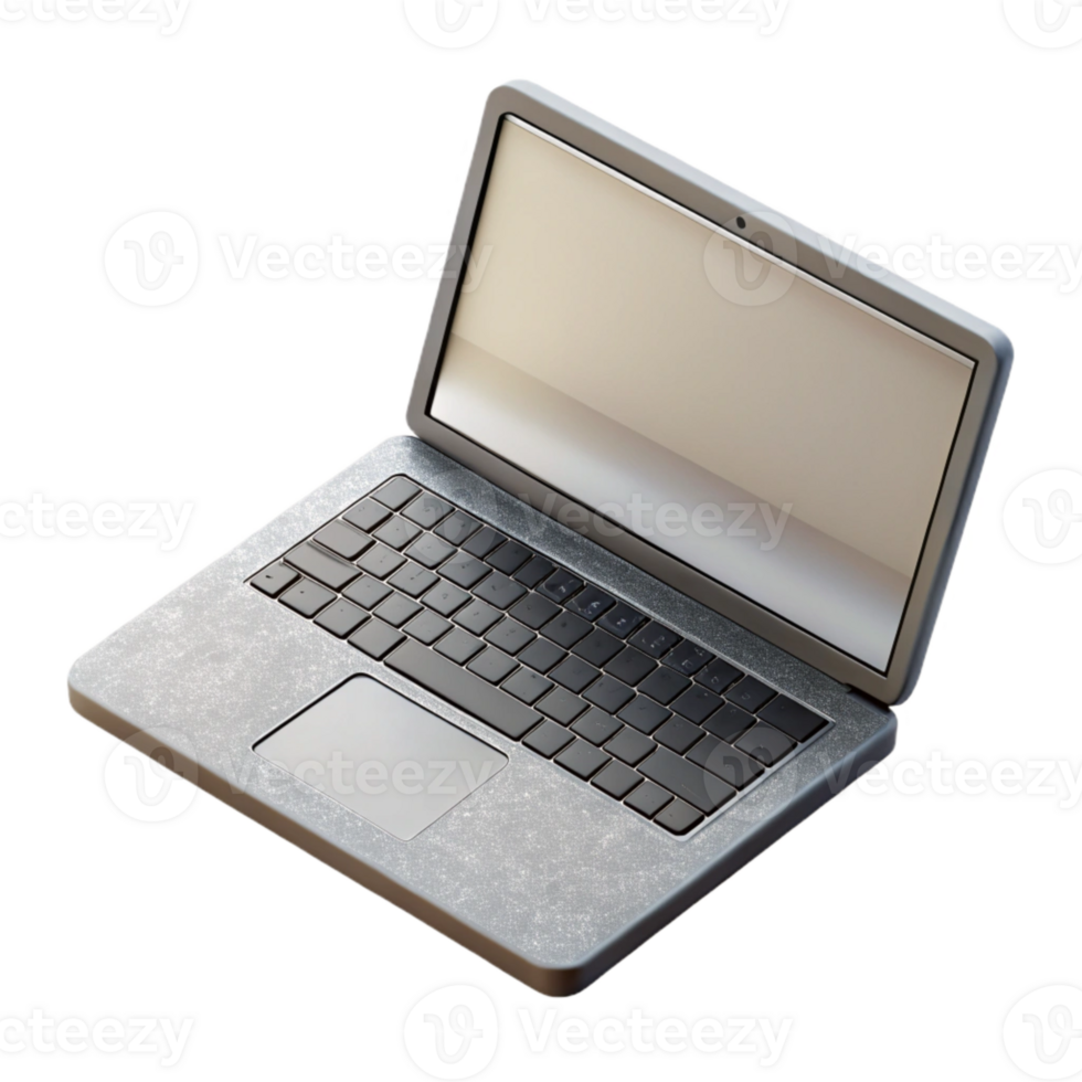 stunning vintage Open Laptop with Blank Screen Top View Isolated Element genuine png