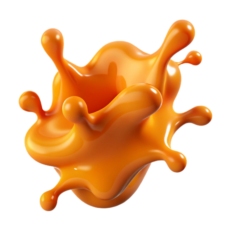 vibrant modern Orange Fluid Splash Cutout Transparent Background high resolution png