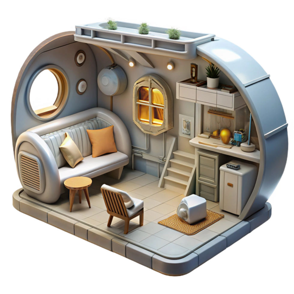 extraordinary contemporary Orbital Habitat Interior Isolated with Living Quarters high resolution png