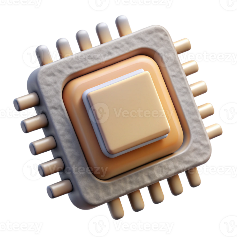 vibrant traditional Organic Processor Chip Detailed View Transparent Background high quality png