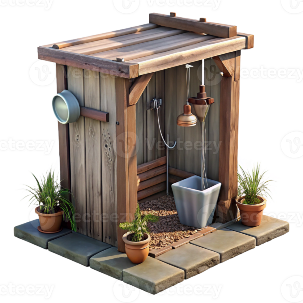 elegant rustic Outdoor Shower Rustic Design Isolated premium png