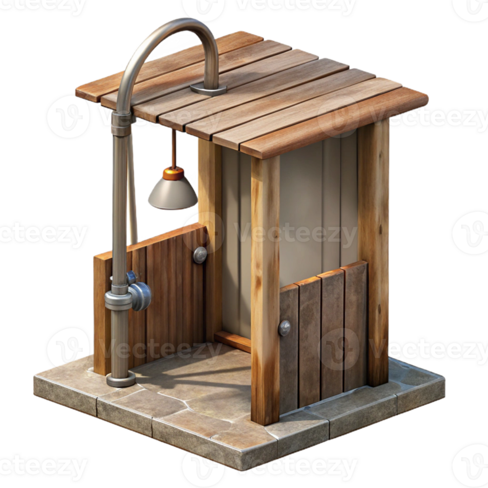 magnificent artistic Outdoor Shower Side Angle Isolated with Rustic Style exclusive png