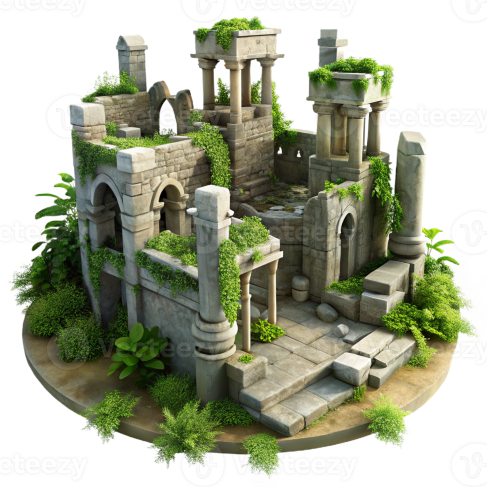 impressive creative Overgrown City Ruins Transparent Background exclusive png