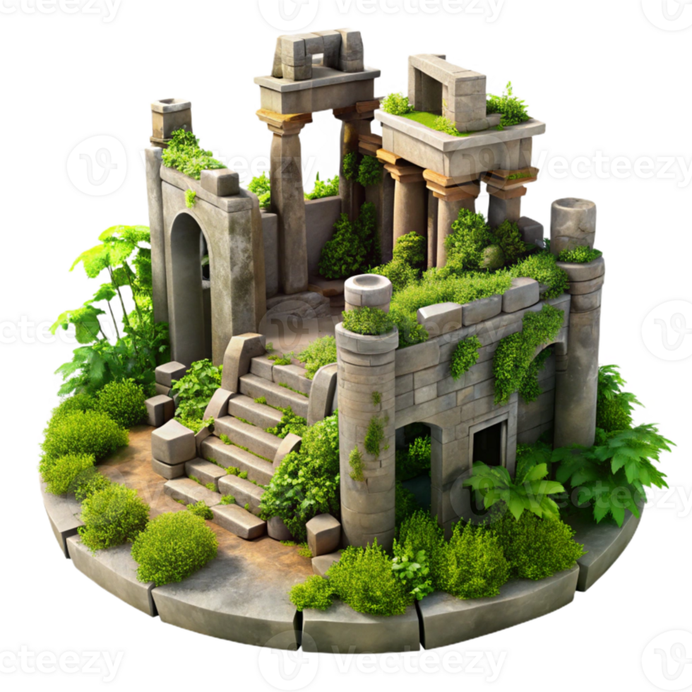wonderful rustic Overgrown City Ruins Transparent Background exclusive png