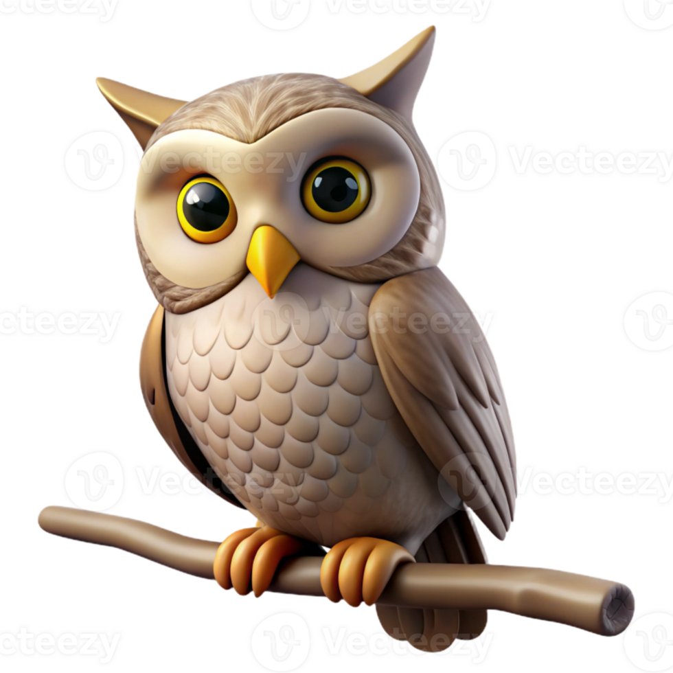 wonderful contemporary Owl Perched on Branch Brown Feathers Isolated high quality png