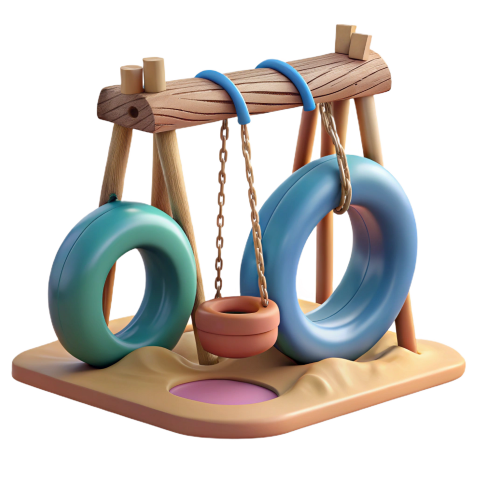 beautiful abstract Painted Tire Swing Set Playground Scene Cutout authentic png