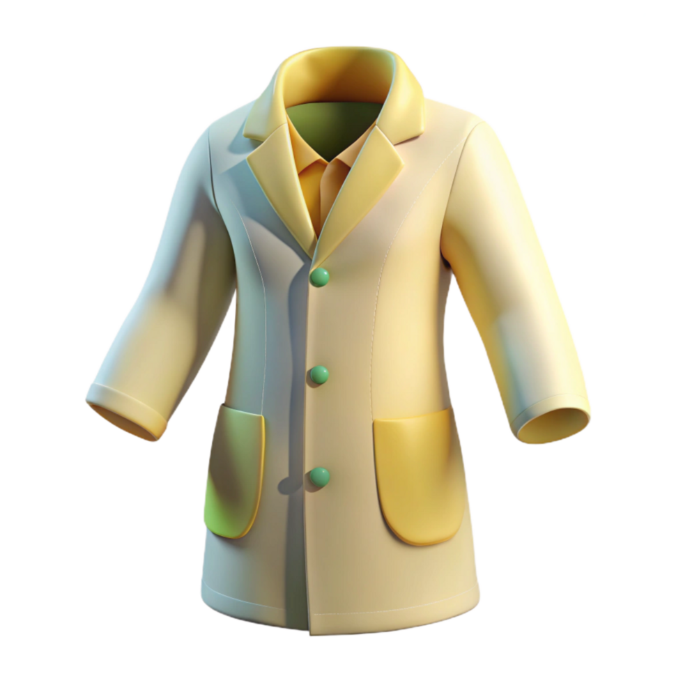 extraordinary classic Pale Yellow Synthetic Lab Coat Transparent Background Cutout professional png