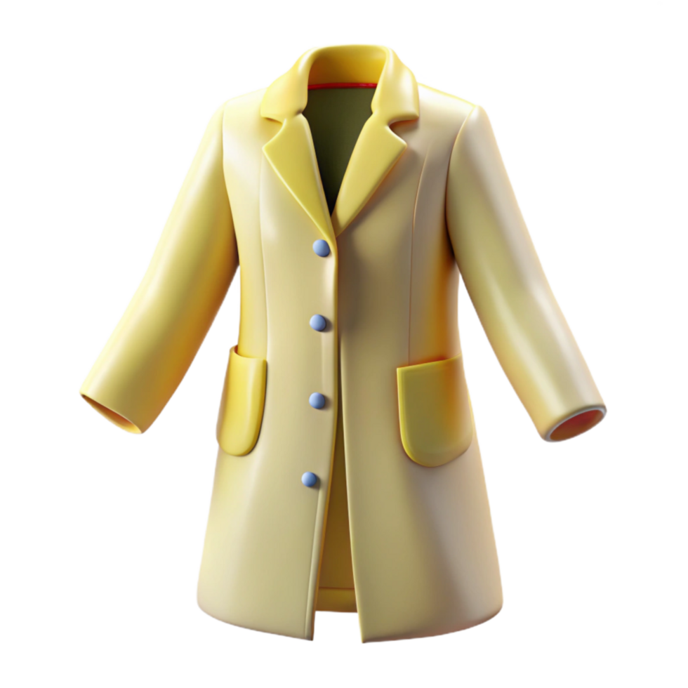 vibrant artistic Pale Yellow Synthetic Lab Coat Transparent Background Cutout high resolution png