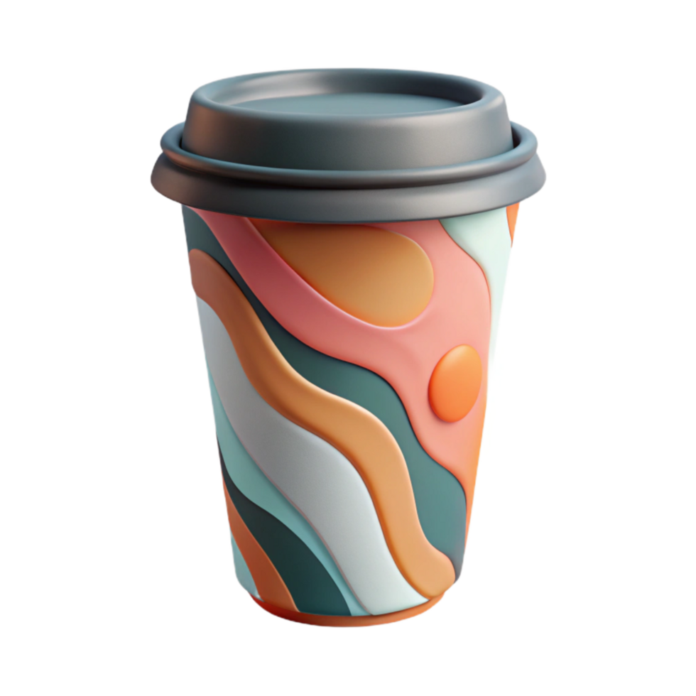 magnificent traditional Paper Cup with Abstract Design Isolated professional png