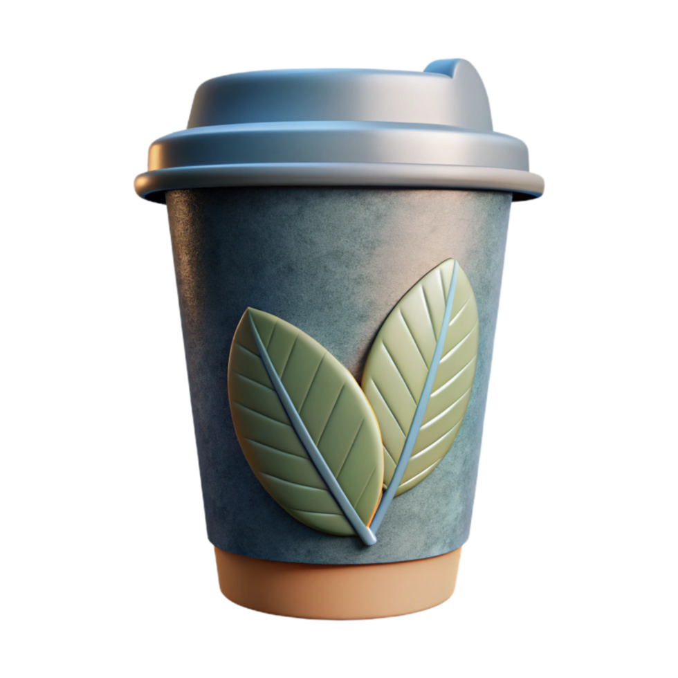dramatic traditional Paper Cup with Leaf Design Isolated high resolution png