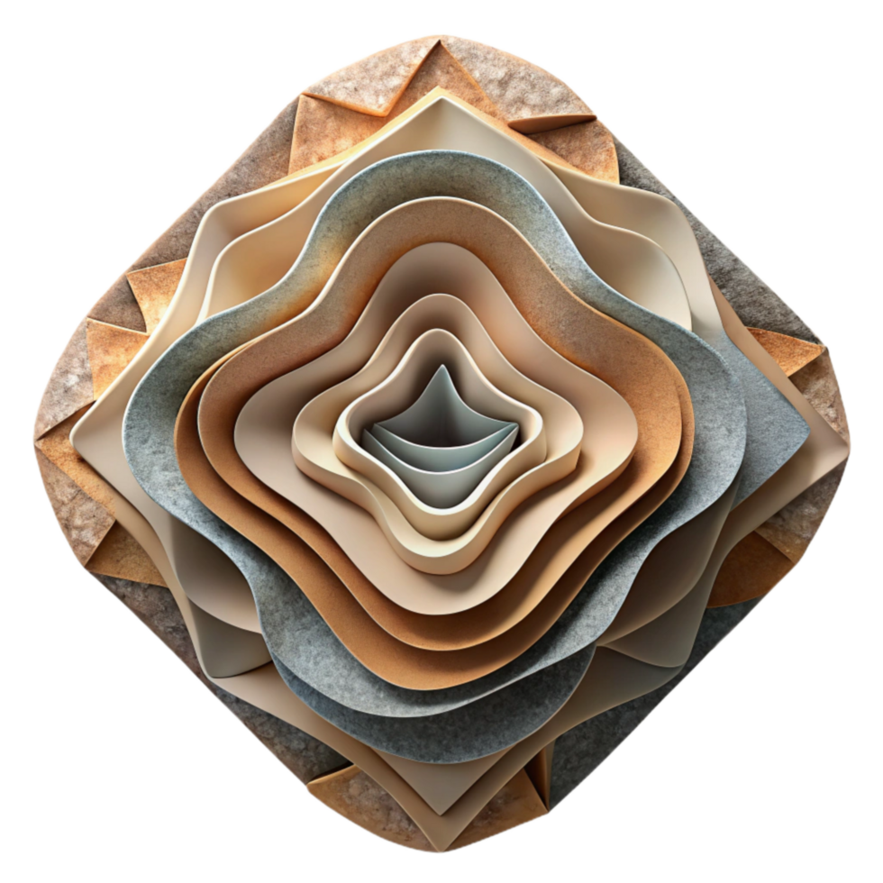 stunning abstract Paper Cutout Abstract Pattern with Layered Textures Isolated professional png