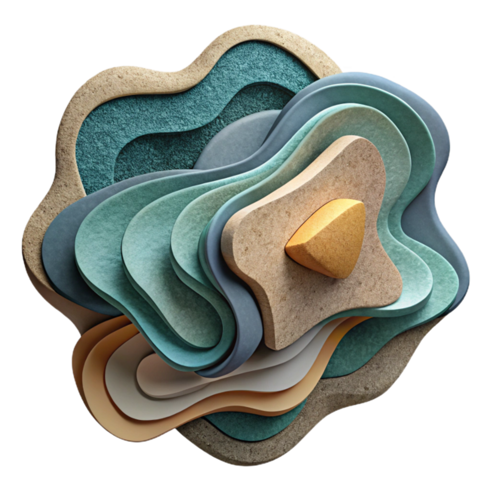 beautiful classic Paper Cutout Abstract Shapes with Layered Textures Isolated professional png