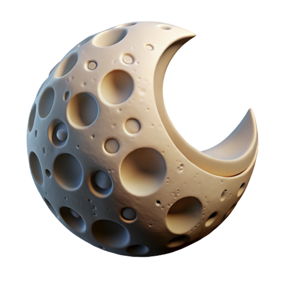 magnificent modern Paper Cutout Moon Design with Crater Details Isolated Element professional png