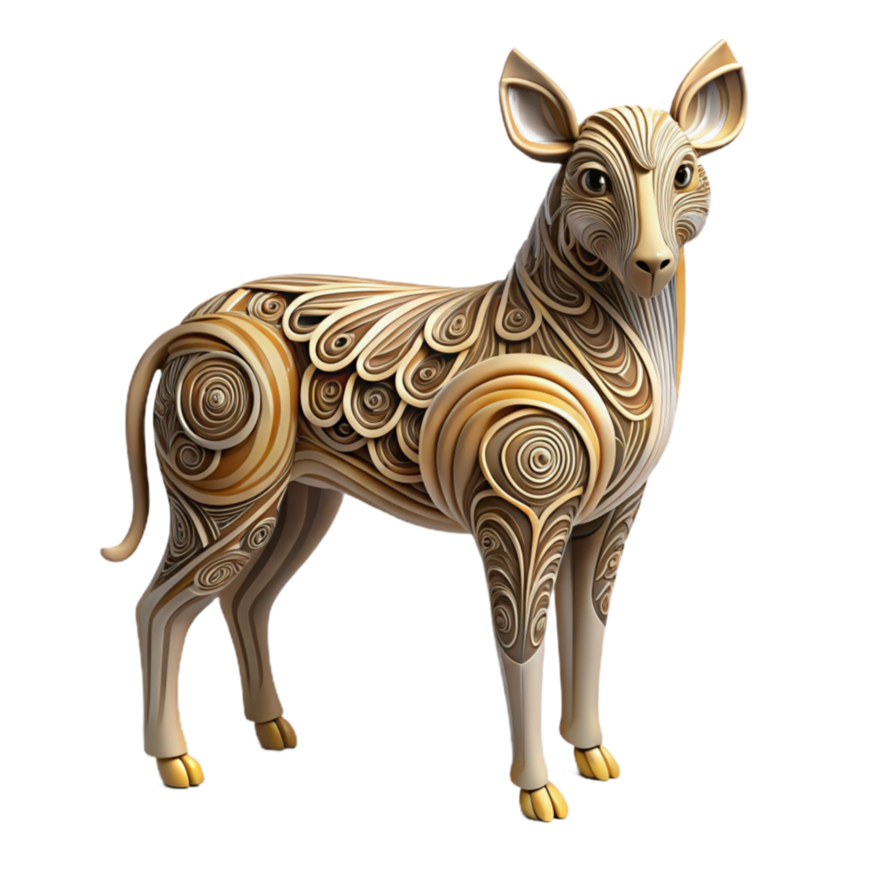 elegant abstract Paper Quilling Animal Design Intricate Detail Transparent Background high quality png