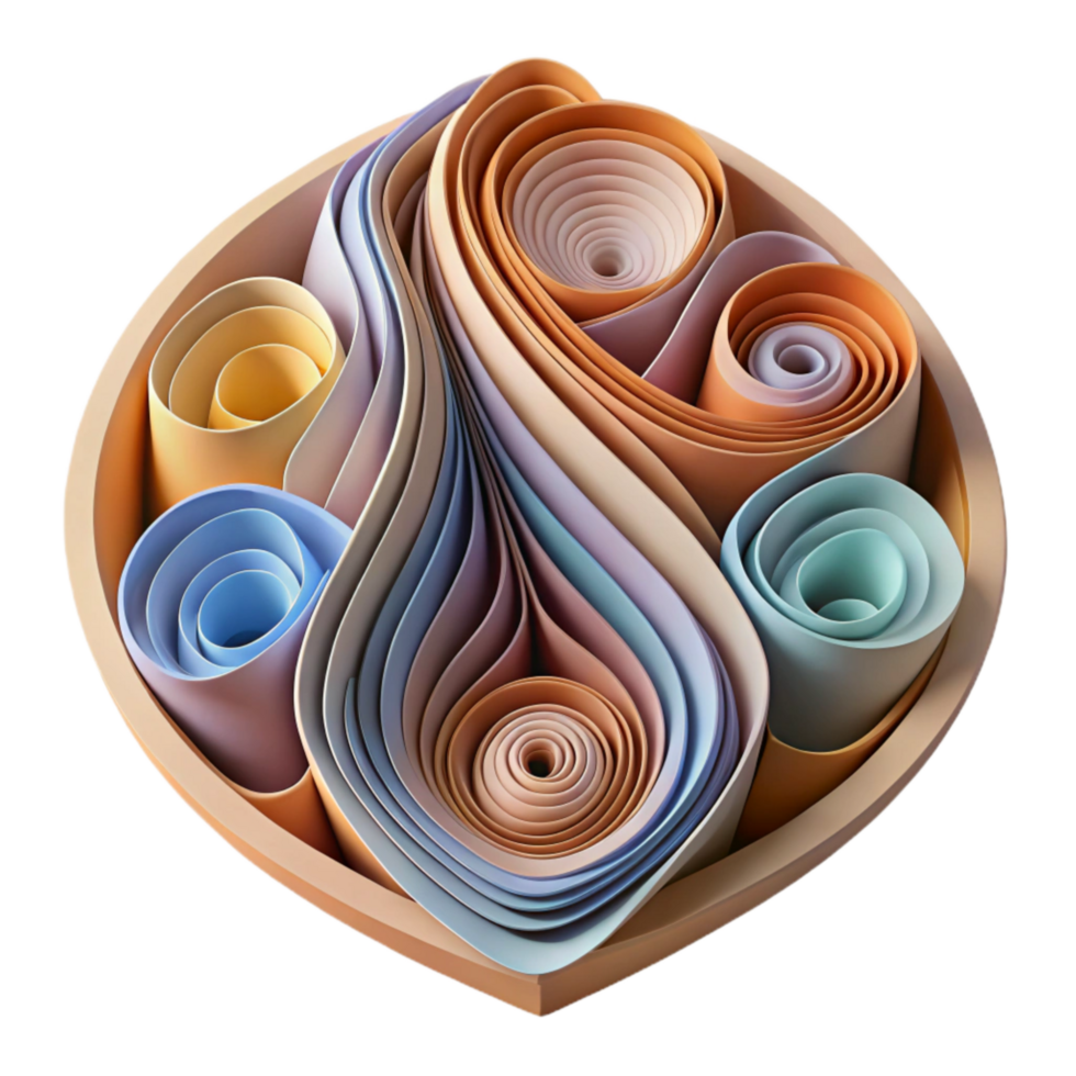 serene abstract Paper Quilling Design with Floral Motif Isolated original png