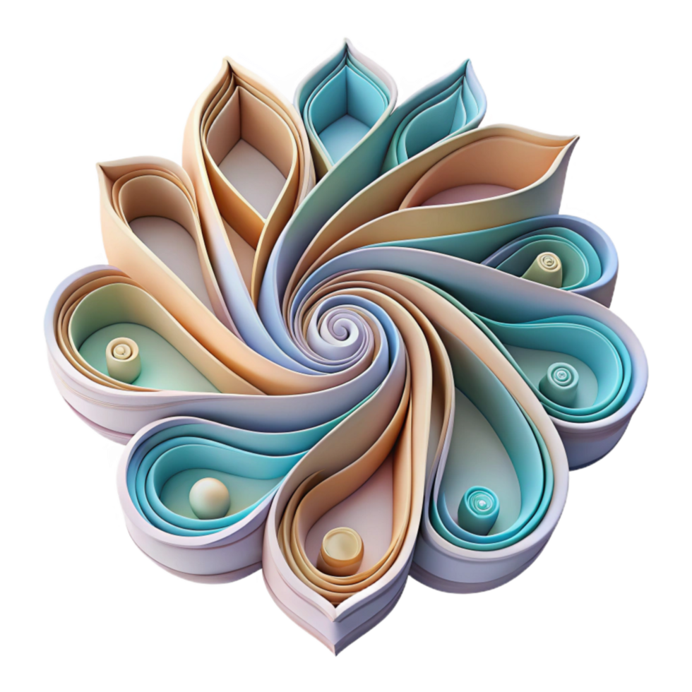 wonderful minimalist Paper Quilling Design with Floral Motif Isolated high resolution png
