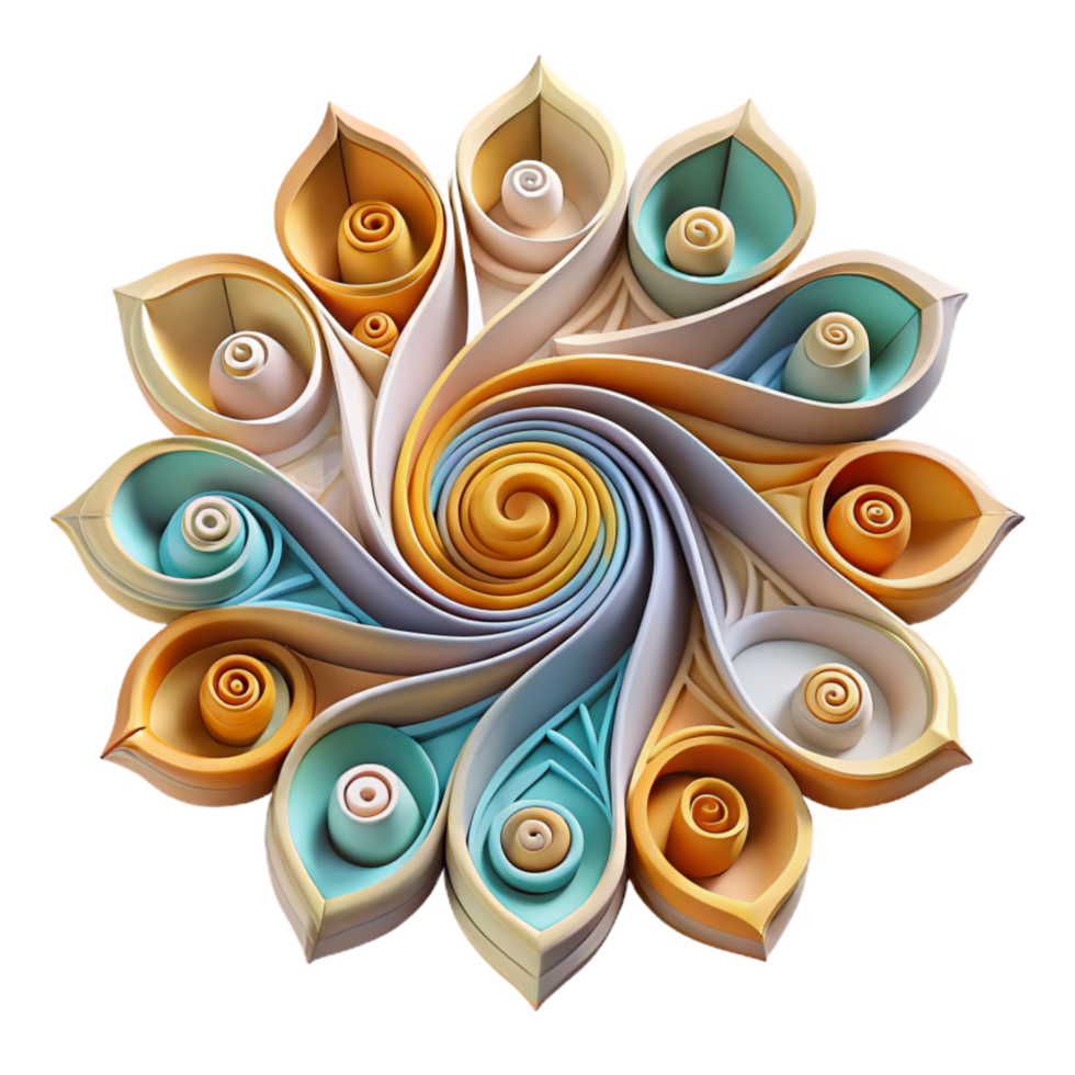 magnificent artistic Paper Quilling Design with Floral Motif Isolated exclusive png