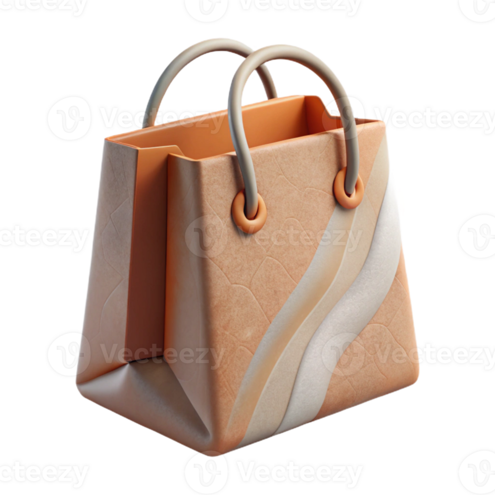 wonderful rustic Paper Shopping Bag with Minimalist Design Isolated authentic png