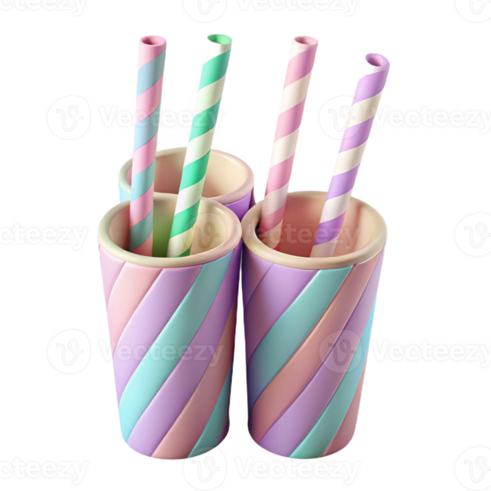 magnificent abstract Paper Straws in Pastel Colors Transparent Background genuine png