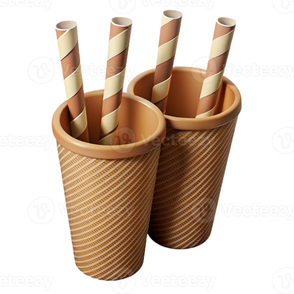 wonderful minimalist Paper Straws in Natural Brown Color Transparent Background premium png