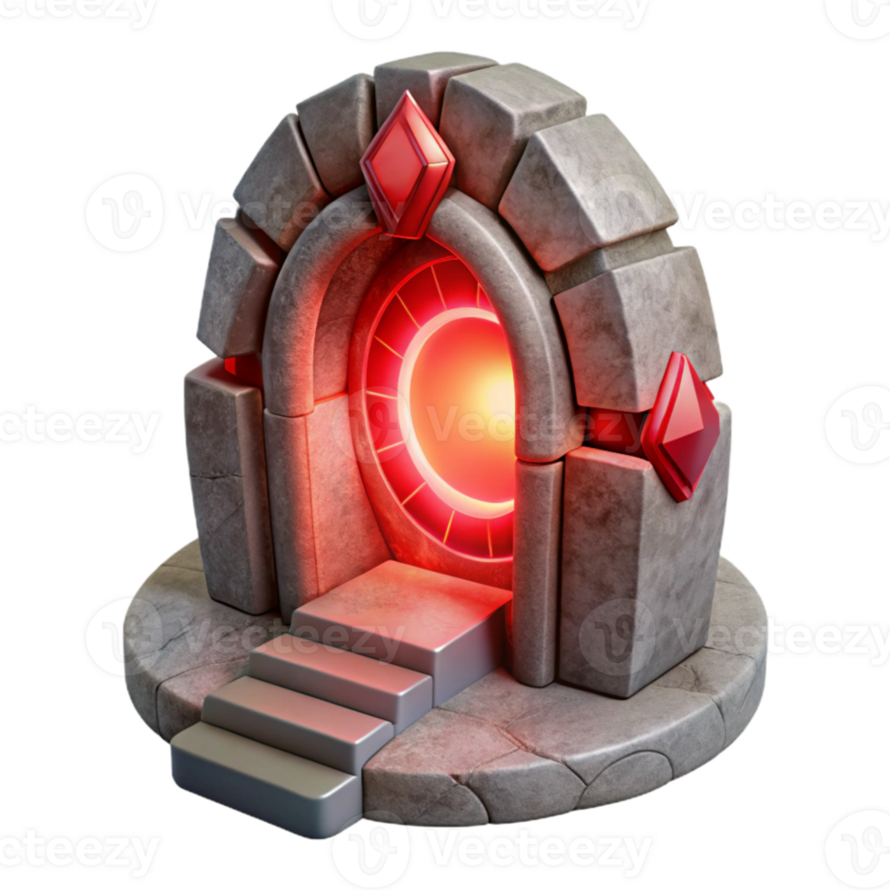 wonderful modern Parallel Reality Portal Isolated with Red Energy Field high quality png