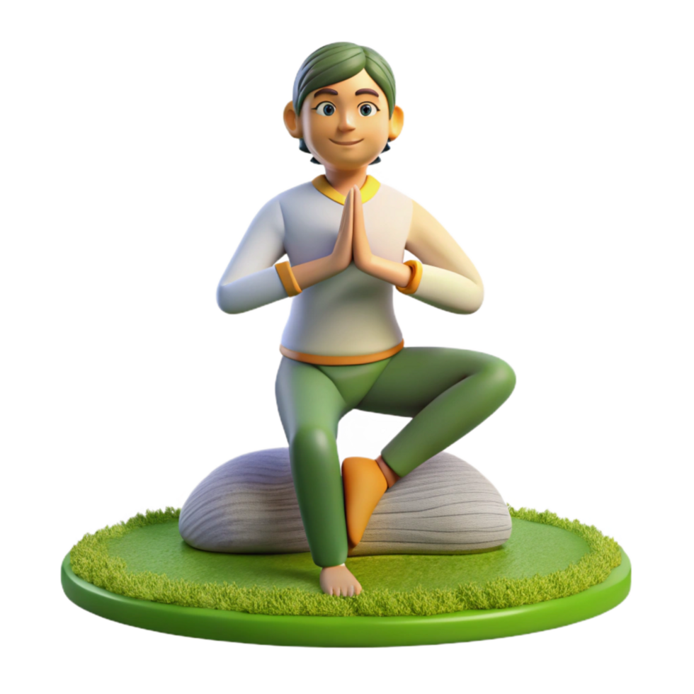 beautiful vintage Person Practicing Yoga in Park Isolated Peaceful Pose authentic png