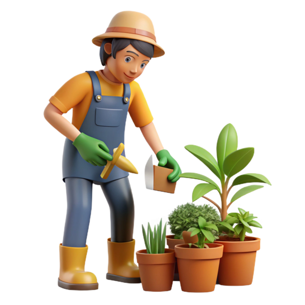 dramatic rustic Person Pruning Plants Isolated Gardening Tools authentic png