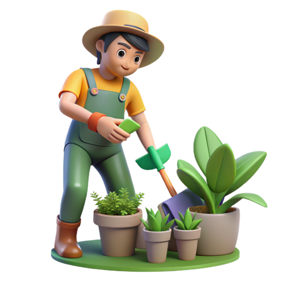 vibrant rustic Person Pruning Plants Isolated Gardening Tools exclusive png