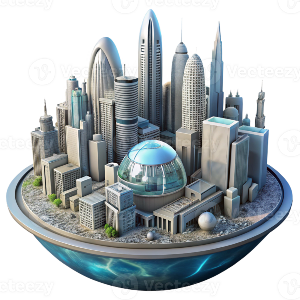 impressive abstract Parallel Universe Cityscape Futuristic Skyline detailed png