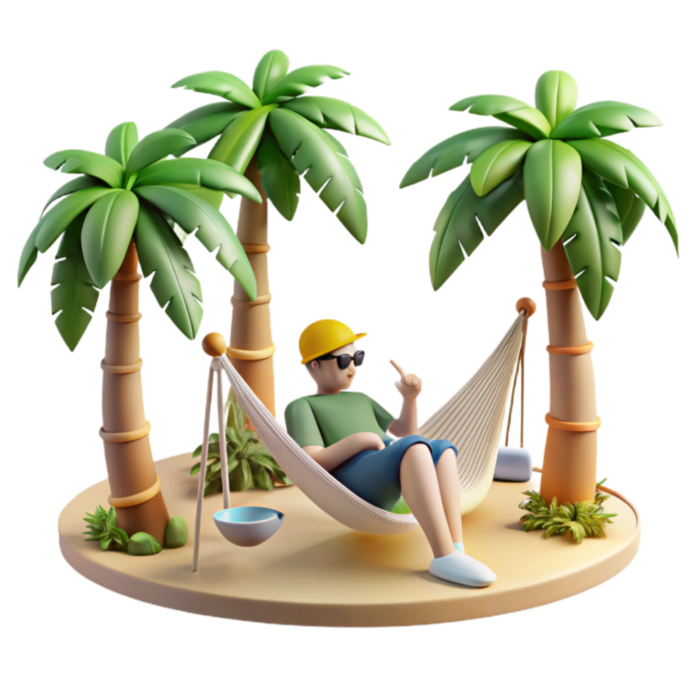 dramatic rustic Person Relaxing in Hammock Under Trees Cutout Tropical Setting png