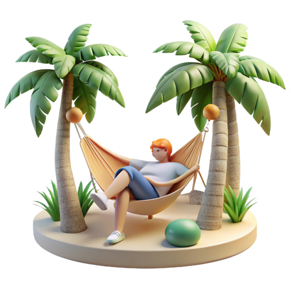 serene rustic Person Relaxing in Hammock Under Trees Cutout Tropical Setting professional png