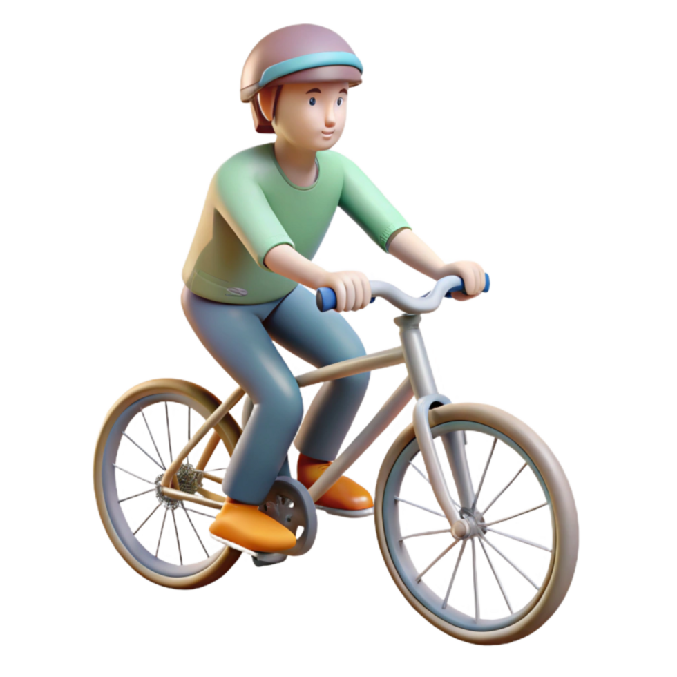 extraordinary minimalist Person Riding Bicycle Through Park Isolated detailed png