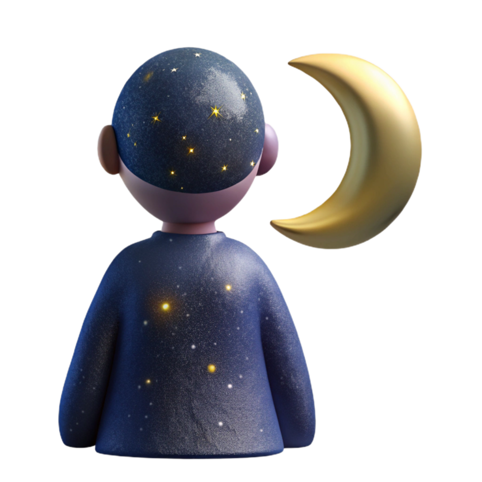 wonderful vintage Person Stargazing at Night Sky Isolated authentic png