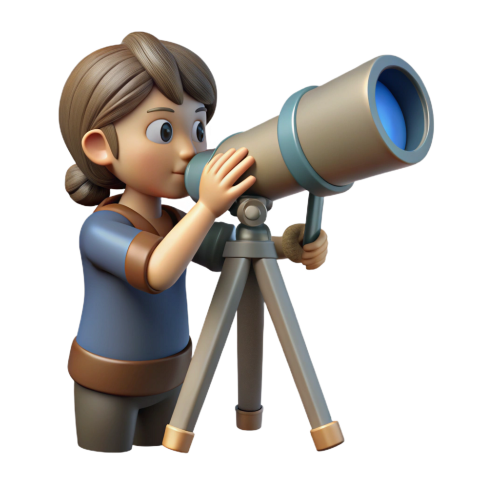 extraordinary artistic Person Stargazing Through Telescope Isolated authentic png
